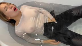 Leather Pants and Sheer Top! Masturbation and Undress!