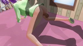 3D HENTAI. Girlfriend in pajamas gets a doggystyle orgasm