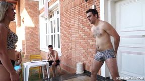 Ballbusting in the bikini pageant