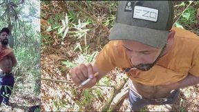 Redneck Smoking in Woods and Jerk Off at Home