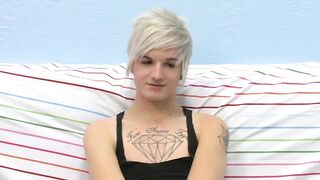 Tattooed smooth teen Austin moans during hot masturbation