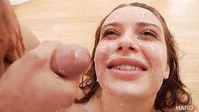 ”Insatiable Lana gets her beautiful face covered in cum”