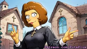 Futanari Maude Flanders Masturbating and Selfsucking