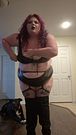 Bella Blaze struts in fishnets and lingerie
