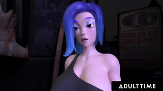 Futa Sentai Squad: Futuristic Futanari Redhead with Wild Self-Sucking Action