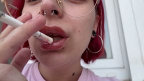 Close up Smoking with Lipgloss