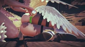 angewomon takes anal beads - digimon hentai parody