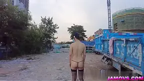 Asian Girl Posing With Tied Hand Outdoor