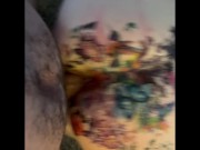 Amelia puts temp tattoos on her ass and get railed hard by daddy