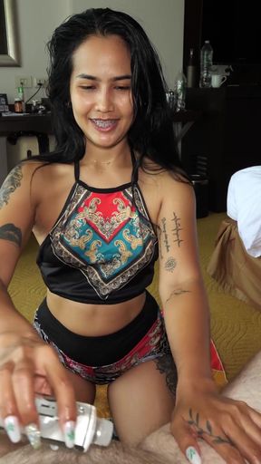 Big booty Thai MILF wife amazing POV blowjob for white husband   Clip 1