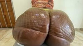 Meaty Ebony Massive Ass Busting through fishnet stockings Farting