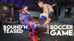 Tonny Soccer Player Tied in the Gym! (1050p) - Gay Bondage - Gay Domination - Roleplay - Soccer Player - Tape Bondage