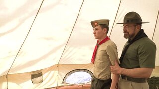 A couple of DILFS are fucking Johnny Hunter in the tent