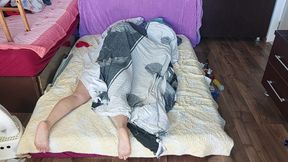 Foreplay in the bedroom with an amateur couple.