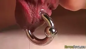 Tattooed Asian Guy Enjoys Solo Tugging and Shower Masturbation Session
