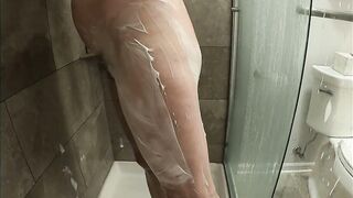 Hot Blonde DDD mom Shaving inside Shower