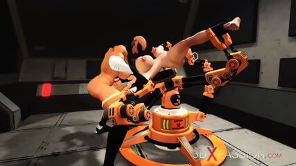 Cyber fuck machine in action Sexy shemale plays with su