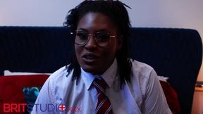 Naughty Student Oshun mocks your small cock!