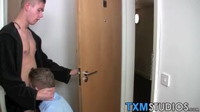 Two young homosexuals passionately kissing and bare fucking