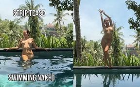 Teasing in See-thru Dress Outdoor at the Pool, Strip