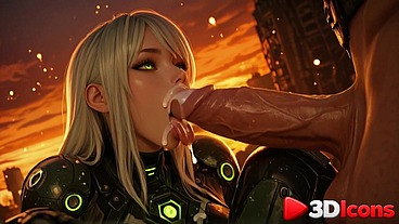 Beautiful girl in futuristic costume was fucked by enemies against the backdrop of ruins [AI]