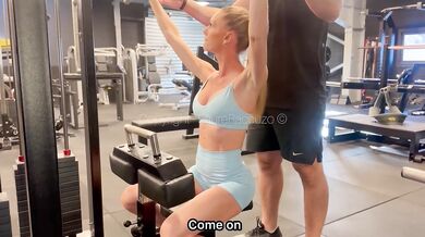 Big tits milf gets face fucked in gym locker room by rough coach