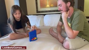 She straddles his thick pole after losing a Strip Connect 4 match