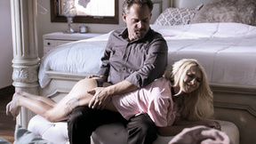 Step Daddy gets hard spanking stepdaughter