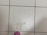 Cumming while on toilet and leaving a mess