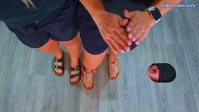 Stomping Your Face, Cock & Balls In Our Dusty Old Birkenstocks - 198 Sky Cam - Trample Trampling CBT Ballbusting Crushing Crush Sandals Slides Feet