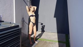 sfw outdoor shower hair wash & shaving