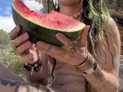 Eating a Watermelon Naked