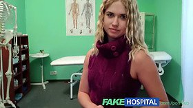 Violette Pure's tight blonde pussy filled with hot cream in fake hospital POV