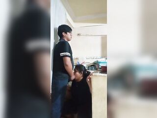 Alone with my maid, my wife nearly caught us