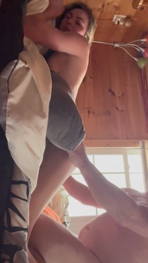 Delivering to a cabin in the woods and find a lonely wife alone without the husband, hot sexy young milf   Clip 3