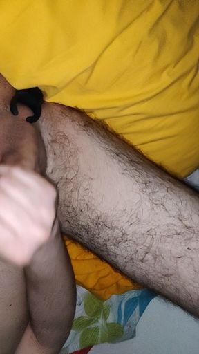 Horny young guy masturbates and has a strong orgasm