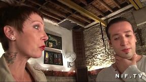 Big titted and tattooed french mature gets her tight ass hammered