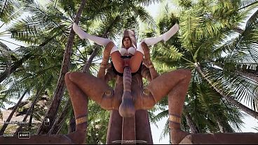 Lara Croft is a good girl because she takes the statue'_s fat dick in her ass. 3D Hentai Game