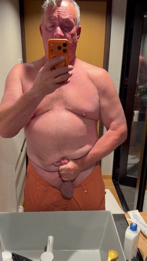 Some morning wood cock play in the mirror.