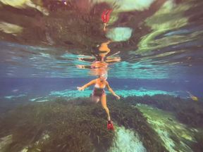 Carissa freediving in the spring with bonus topless footage