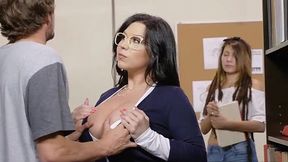 Lucky guy seduces a hot busty librarian milf and fucks with her on her shift