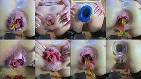 Extreme PIGHOLE Anal Whore Asshole Feeding with gummies