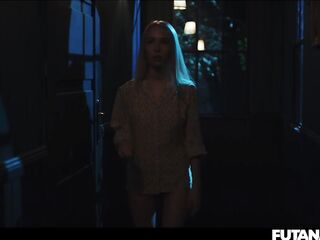 Cute Tiny Golden-haired Gal Nata Gold Facefucked by Concupiscent Real Life Futanari Tranny Amirah - It Follows Parody