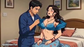 Unexpected Entry of Mechanic in Bedroom. Hindi 2D Animation