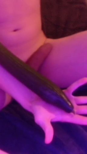 Riding Cucumber for a Huge Belly Bulge!