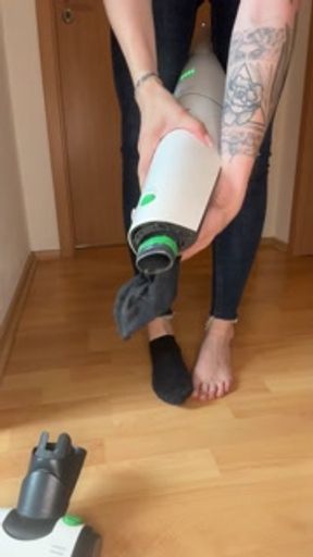 Secretly smell my sweaty soles while I clean