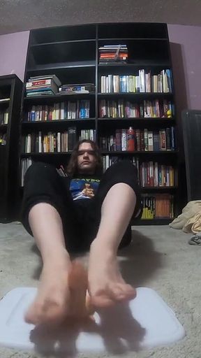 Chubby Boy Gives His Dildo a Footjob