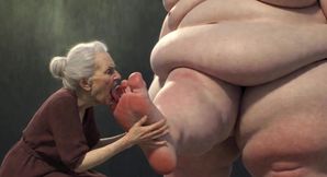 90 Year Old Granny Sucking Obese SSBBW Toes - Extremely Horny Foot Play