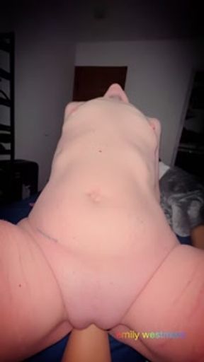 Skinny MILF slutwife cums on a big dildo and gets fisted in her pussy!  Real homemade amateur.