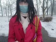 Sissy femboy flashing in a park